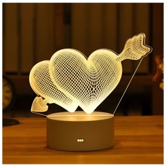 Lampka Nocna Love Serca 3D Illusion do Sypialni dla Dzieci Prezent USB