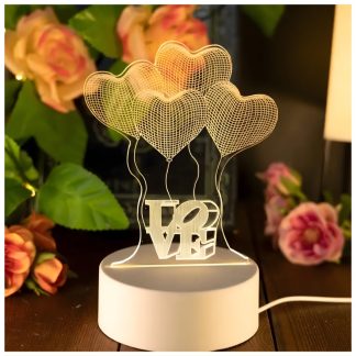 Lampka Nocna Love Serca 3D Illusion do Sypialni dla Dzieci Prezent USB
