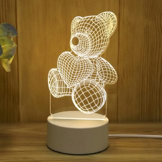 Lampka Nocna Prezent Miś 3D Illusion do Sypialni dla Dzieci Biurkowa USB