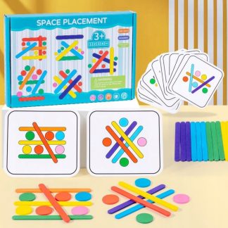 ZABAWKA EDUKACYJNA DLA DZIECI MONTESSORI DREWNIANE PATYCZKI + KARTY