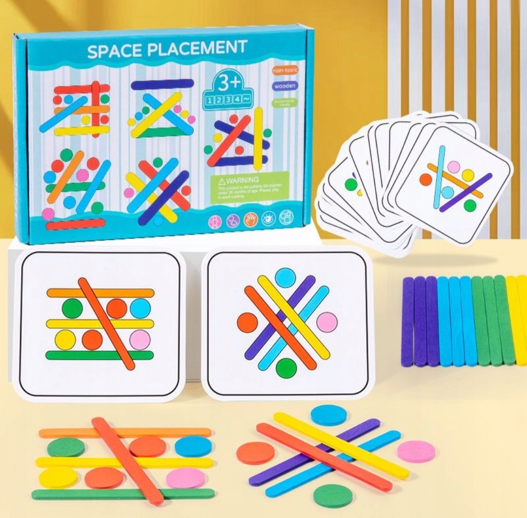 ZABAWKA EDUKACYJNA DLA DZIECI MONTESSORI DREWNIANE PATYCZKI + KARTY
