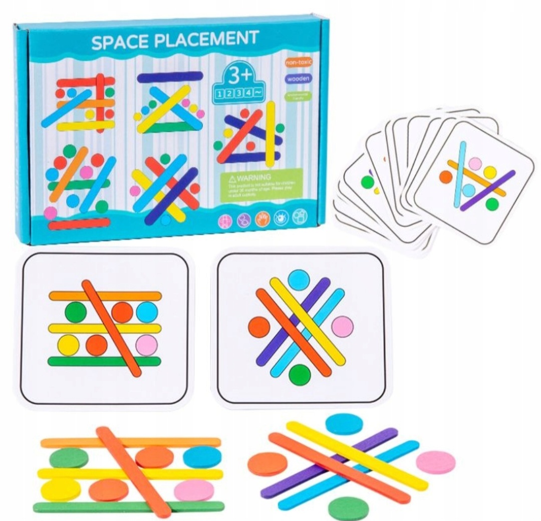ZABAWKA EDUKACYJNA DLA DZIECI MONTESSORI DREWNIANE PATYCZKI + KARTY - obrazek 2