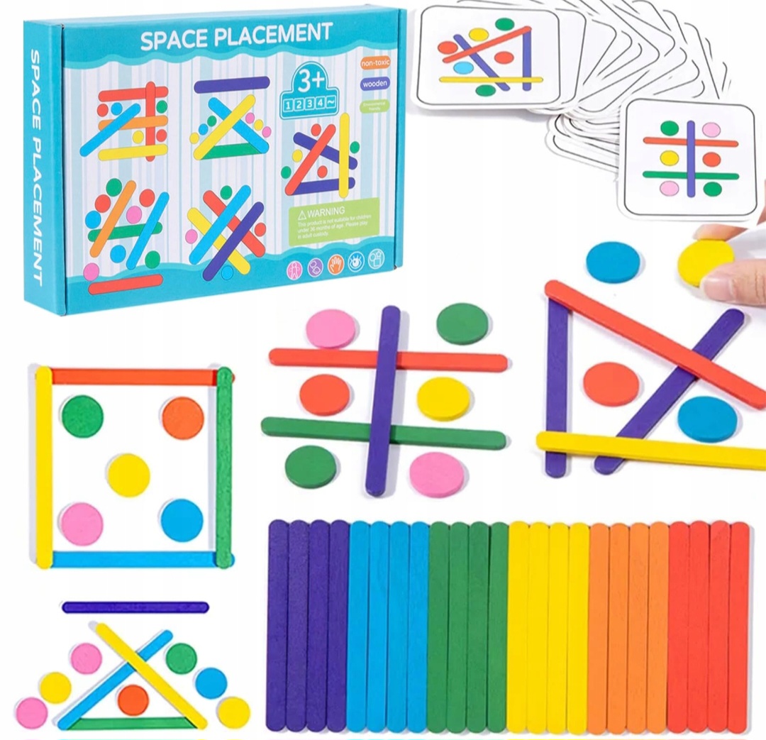 ZABAWKA EDUKACYJNA DLA DZIECI MONTESSORI DREWNIANE PATYCZKI + KARTY - obrazek 3